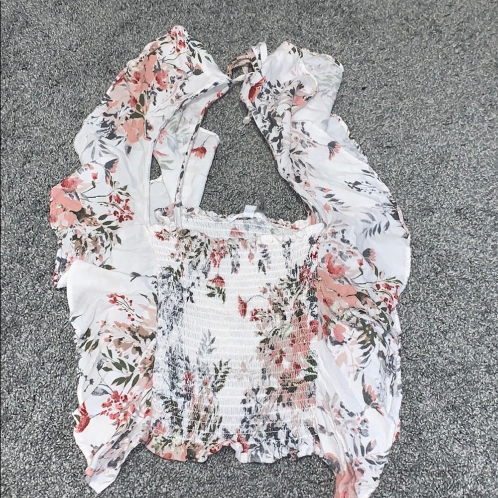 cropped floral stretchy top